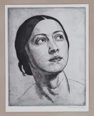 Laura Knight, Madonna (Head Study of the Dancer, Lydia Lopokova), etching circa 1923