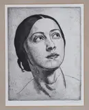 Laura Knight, Madonna (Head Study of the Dancer, Lydia Lopokova), etching circa 1923