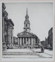 Henry Rushbury, St Martins-in-the-Field, etching circa 1944