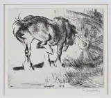 Edmund Blampied, Impatience' (Horse beside a Cart)