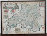Richard Blome, A Generall Mapp of South Wales, engraving with near period colour
