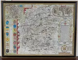 John Speed, Wilshire' (Map of the County of Wiltshire), engraving '…to be sold by Roger Rea' circa 1662 with later hand colouring