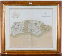 John Cary, A New Map of Sussex, divided into Hundreds, engraving with period hand-colouring published 1811