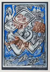 Juliette Goddard, Life I want, linocut with mixed media