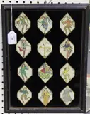 John Keyse Sherwin, Morris-Dancers, from an Ancient Window in the House of George Tollett Esq at Betley in Staffordshire, engraving with later hand-colouring on laid paper