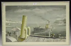 Felix Kelly, Drifter and Paddle Steamers, colour lithograph