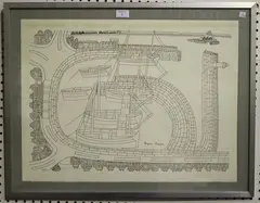 Bryan Pearce, Newlyn all Round, monochrome screenprint
