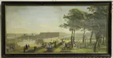 Jacques Rigaud, Prospect of Hampton Court, etching with engraving and later hand-colouring