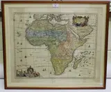 Nicolaes Visscher, Africae Accurata Tabula ex officina Nic. Visscher' (Map of the African Continent), engraving with later hand-colouring