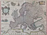 Henricus Hondius, Europa Exactissime Descripta' (Map of Europe), engraving with later hand-colouring