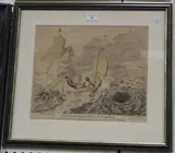 James Gillray, Britannia between Scylla & Charybdis, etching with later hand-colouring