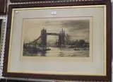 Tower Bridge, London by William Lionel Wyllie, etching, sold Nov 2019