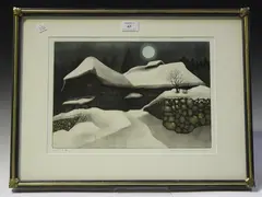 Sakamoto Koichi, Winter Scene, Japan, colour etching with aquatint