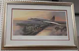 Adrian Rigby, Pride of Britain' and 'Flying the Flag' (Concorde over London and New York), two 20th century colour prints, both signed by the artist and pilot Christopher Orlebar, and editioned 471/500 and 445/500 in pencil respectively