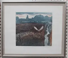 Robert R Greenhalf, Norfolk Barn Owl, colour etching with aquatint