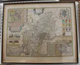 John Speed, Glocestershire' (Map of the County of Gloucestershire), engraving with later hand-colouring on laid paper