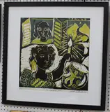 Juliette Goddard, The Shuttered Room, colour linocut