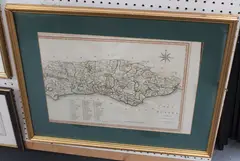 John Cary, A Map of Sussex from the best Authorities, engraving with later hand-colouring