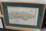 John Cary, A Map of Sussex from the best Authorities, engraving with later hand-colouring