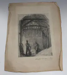 George Clausen, Study for Old Barn 1897, lithograph on Whatman wove paper