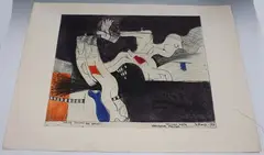 Hannes Postma, Abstract Composition, colour soft ground etching with aquatint