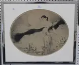 La Dame aux Camélias (Lady of the Camellias) by Louis Icart, etching with drypoint and aquatint, sold May 2019