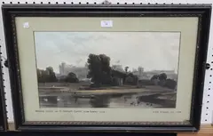 William Daniell, Windsor Castle and St. George's Chapel from Romney Lock, etching with aquatint