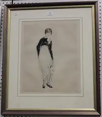 Adrien Éienne Drian, La Robe Blanche (The White Dress), colour etching with drypoint