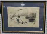 Thames Lightermen by William Lionel Wyllie, monochrome etching on India paper, sold May 2019