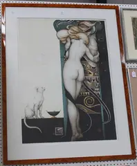 Michael Parkes, Night and Day, colour stone lithograph