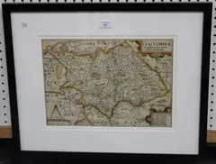 William Kip, Staffordiae Comitatus Pars olim Cornaviorum' (Map of Staffordshire), engraving with later hand-colouring on laid paper