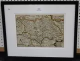 William Kip, Staffordiae Comitatus Pars olim Cornaviorum' (Map of Staffordshire), engraving with later hand-colouring on laid paper