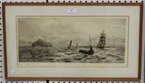 Tantallon Castle and the Bass Rock by William Lionel Wyllie, monochrome etching on laid paper, sold May 2019