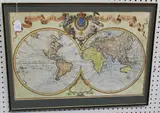 Guillaume De L'Isle, Mappemonde a l'usage du Roy' (Map of the World), engraving with later hand-colouring on laid paper