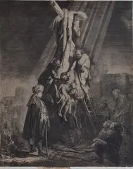 Rembrandt van Rijn, The Descent from the Cross: Second Plate, etching with engraving on laid paper