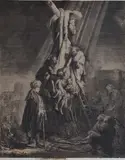 The Descent from the Cross: Second Plate by Rembrandt Harmensz van Rijn, etching with engraving on laid paper, sold May 2019