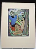Edward Wolfe, Awake O, North Wind…' and 'Set me as a Seal upon Thine Heart…', two 20th century lithographs, from the Song of Songs series printed by Adrian Lack and published by the Senecio Press circa 1980