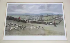 Lionel Edwards, The Waddon Chase, colour print