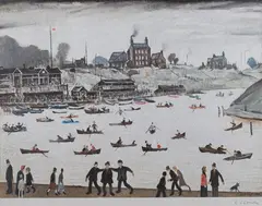 L. S. Lowry, Crime Lake, colour print