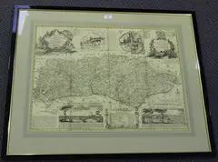 Emanuel Bowen, An Accurate Map of the County of Sussex, mid/late 18th Century monochrome engraving