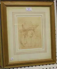 Dorelia by Augustus John, etching in sepia ink, sold Feb 2019