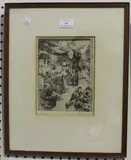 Reginald Edgar James Bush, Palma Market, monochrome etching