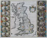 Jan Janssonius, Britannia prout divisa fuit temporibus Anglo-Saxonum praesertim durante illorum Heptarchia' (Map of the British Isles), engraving with later hand-colouring on laid paper