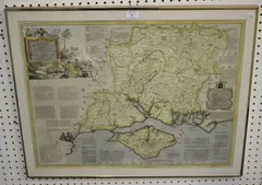 Thomas Kitchin, A New Improved Map of Hampshire, engraving with later hand-colouring on laid paper