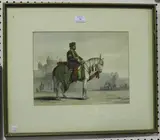 Emily Eden, Raja Hindu Rao on Horseback, lithograph with period hand-colouring