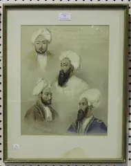 Emily Eden, Hyder Khan, Governor of Chuznee; Dost Mahomed Khan, Mahomed Akram Khan, Abdool Ghunee Khan, lithograph with period hand-colouring
