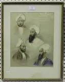 Emily Eden, Hyder Khan, Governor of Chuznee; Dost Mahomed Khan, Mahomed Akram Khan, Abdool Ghunee Khan, lithograph with period hand-colouring