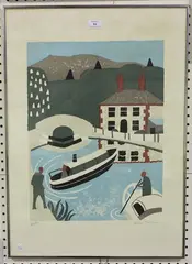 Julian Trevelyan, The Lock Keeper's Cottage, colour lithograph on wove paper