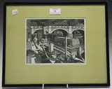 George Mackley, Below the Bridge, Kingston, woodcut