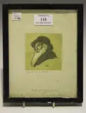 Lucien Pissarro, Portrait de C. Pissarro, 1942, woodcut in colours